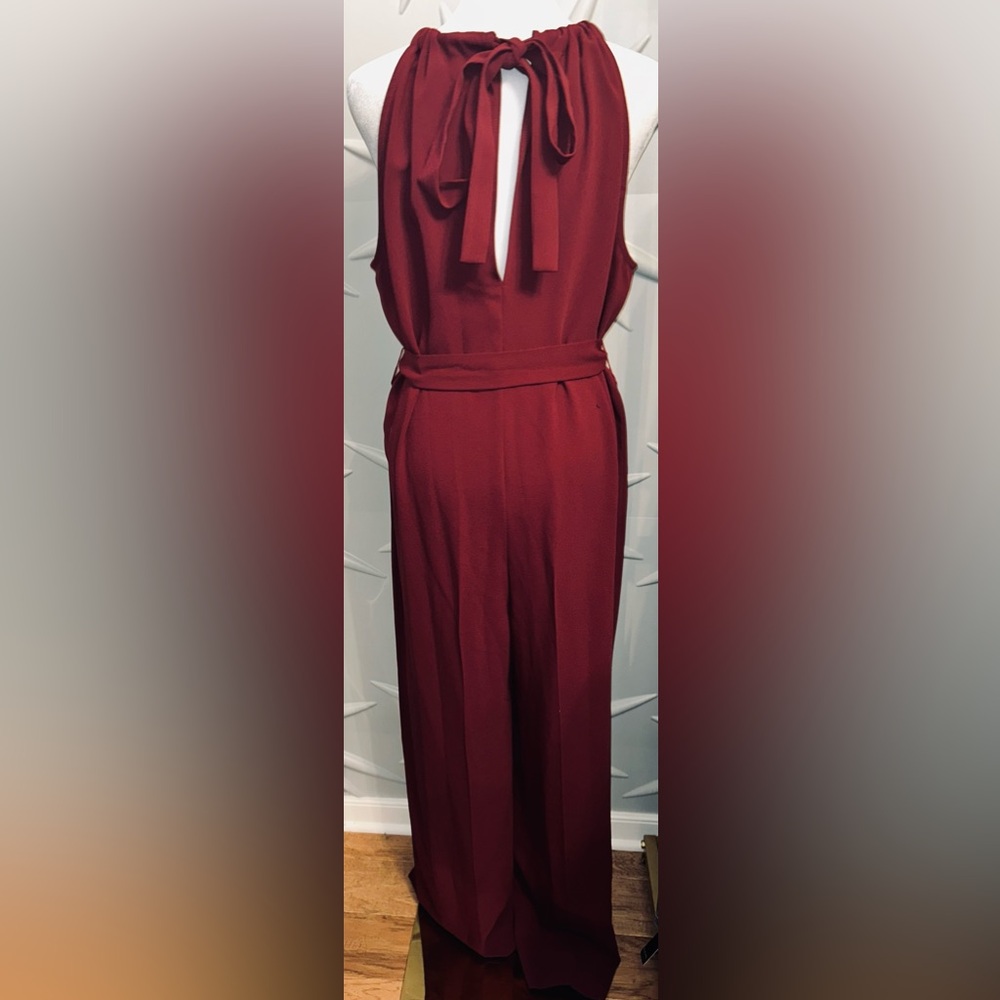 Trina Turk SZ 8 NWT burgundy “Azar Jumpsuit”. Bust 42”/PTP 21” flat/waist 40” - Picture 5 of 9